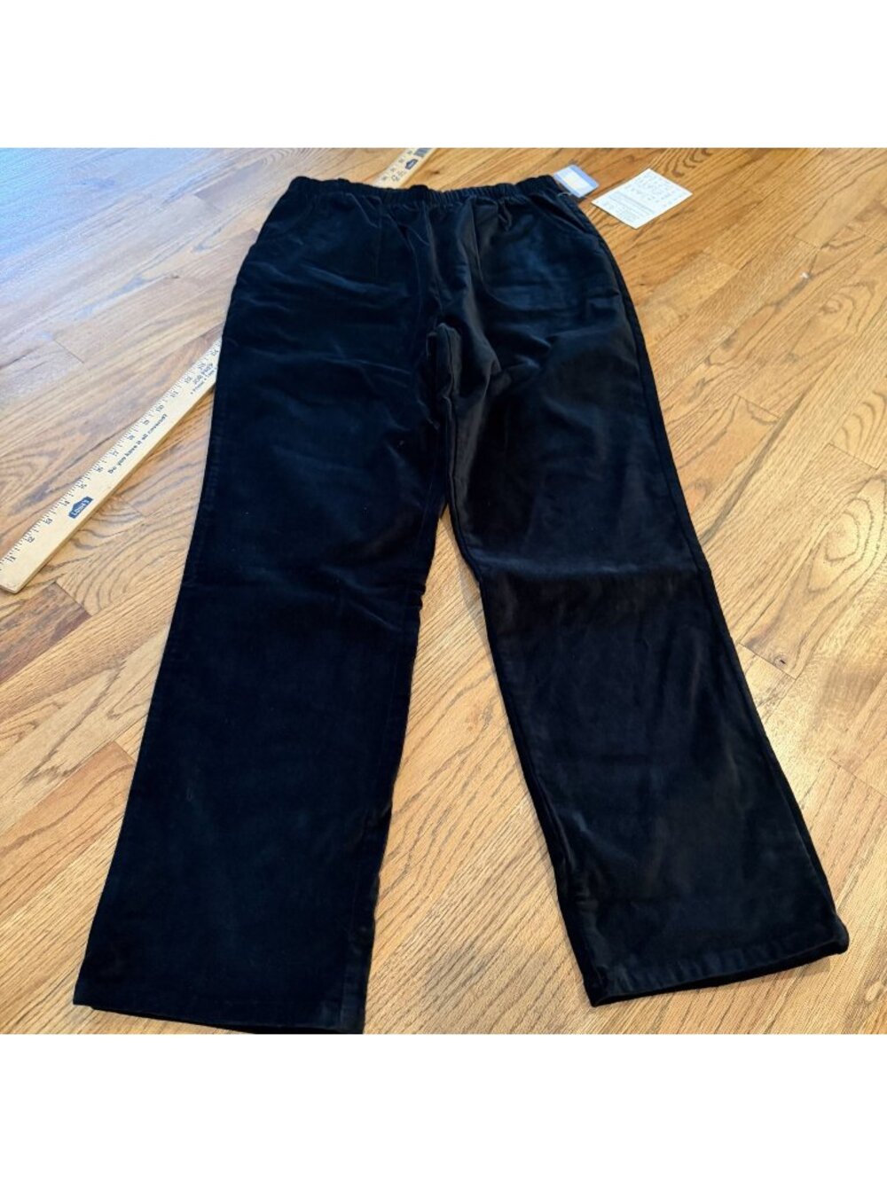 Denim & Co. Womens Black Velour Pull On Pants Large New
